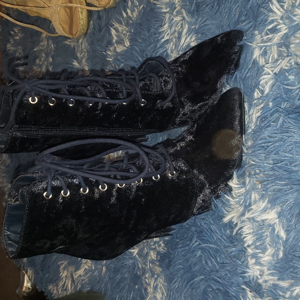 JustFab lace up heeled booties